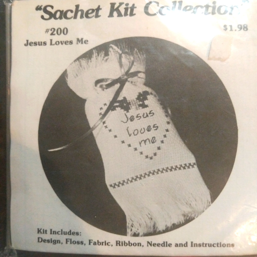 Cross Stitch Vintage  Counted Kit Religion Scripture Needle Floss Sachet Kit